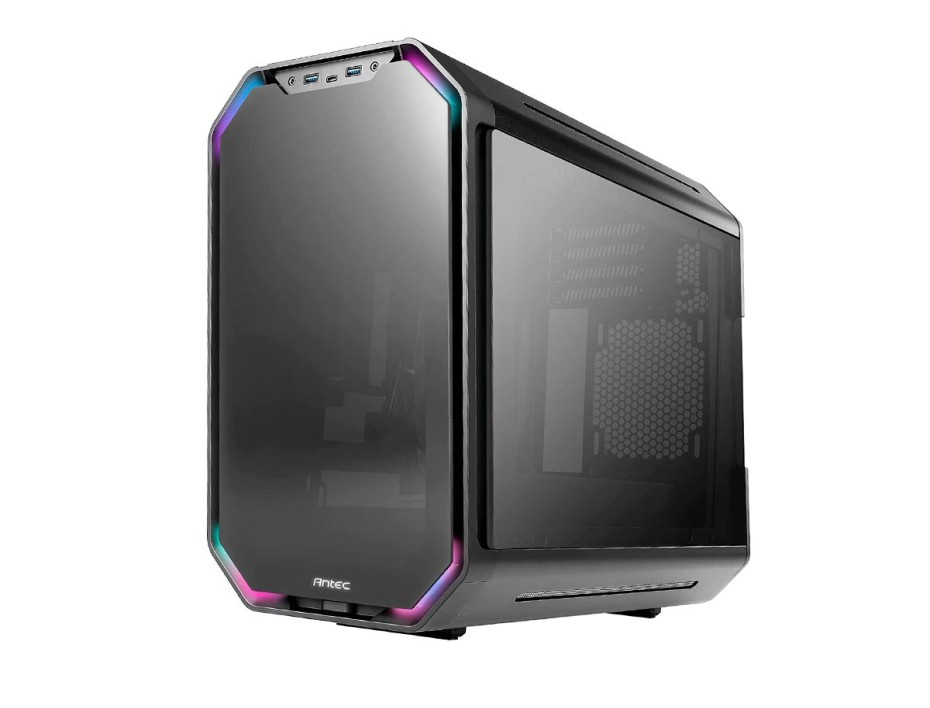 Case Antec Dark Cube Gaming S/fuente (0-761345-80034-1) Paneles De Vidrio, Led Rgb, Negro