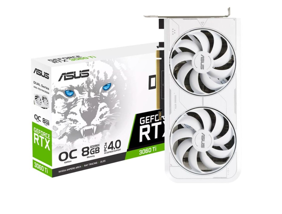 TARJETA DE VIDEO ASUS RTX 3060 TI OC 8GB GDDR6 NVIDIA DUAL WHITE 256 BITS (90)