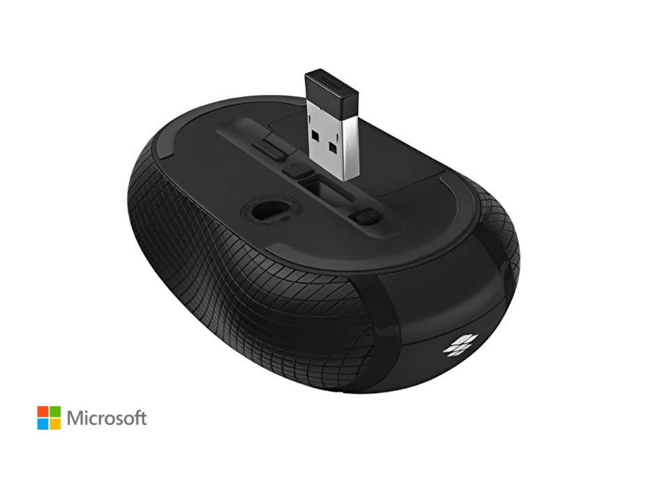 MOUSE INALAMBRICO MICROSOFT 4000, HASTA 1000 DPI, CON RECEPTOR USB, DISEÑO ERGONOMICO, 4 BOTONES, NEGRO (D5D-00001)