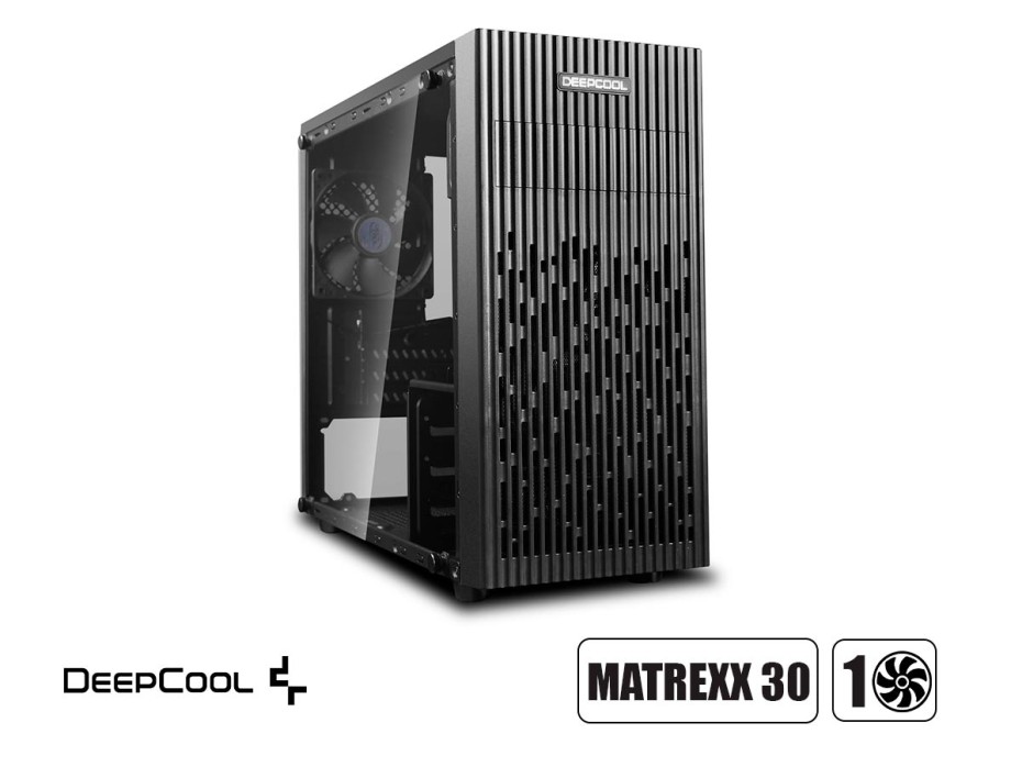 Case Deepcool Matrexx 30 S/fuente (dp-matx-matrexx30) Panel De Vidrio, 1 Ventilador, Negro