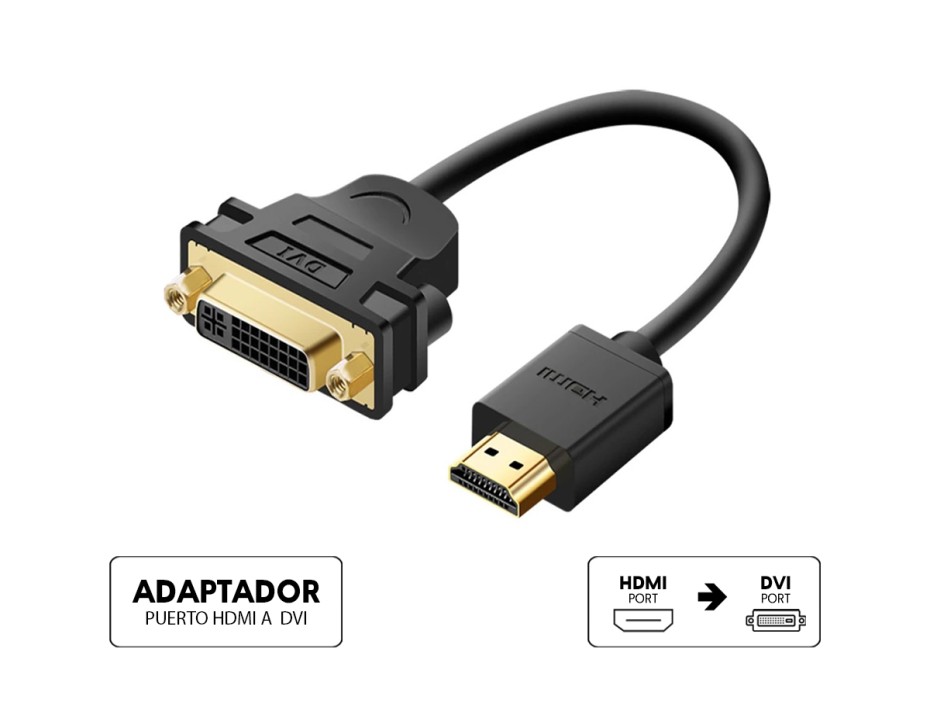 Adaptador De Puerto Hdmi Macho -- A -- Puerto Dvi Hembra, Generico, Color Negro (hdmi - A - Dvi 24+5)