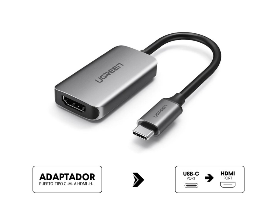 Adaptador De Puerto Usb Tipo C Macho -- A -- Hdmi Hembra, Hd Ugreen ,cable De 25 Cm (6957303853144)