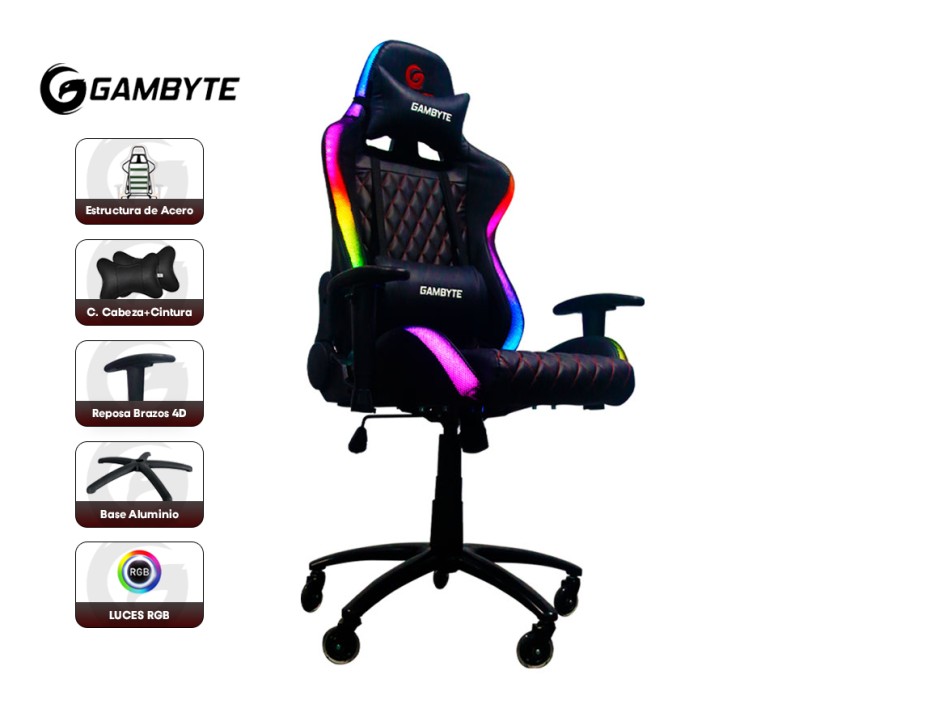 Silla Gambyte Premium ( Gi-rgbchbl-ru ) Gaming | Negro | Led -rgb