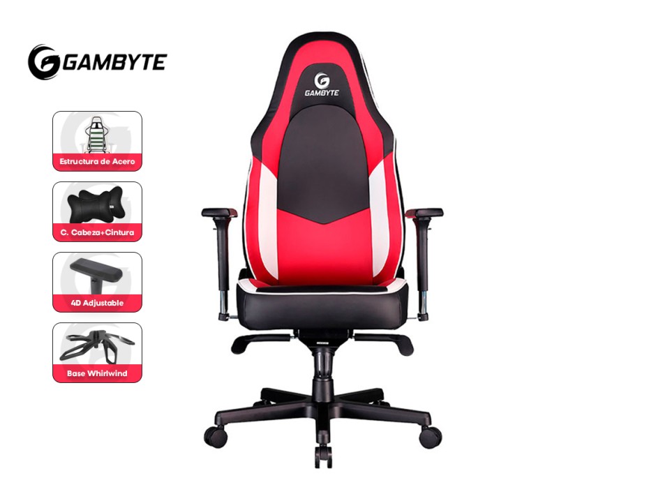 Silla Gambyte Premium ( Vg01- 19- Gbe ) Gaming | Roja C/ Blanco+negro