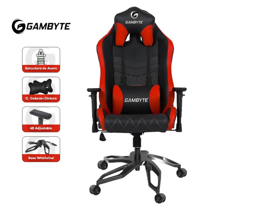 Silla Gambyte ( U-ah0007r09a4atg ) | Gx-red Pilot Gaming | Rojo C/ Negro