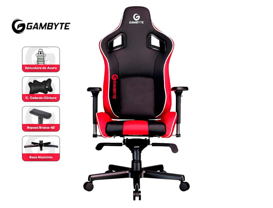 Silla Gambyte Premium ( Vc03- 19- Gbe ) Gaming | Negro C/ Rojo