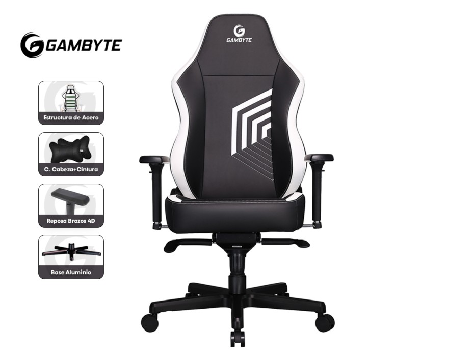 Silla Gambyte Premium ( Ve02- 09- Gbe ) Gaming | Negro C/ Blanco