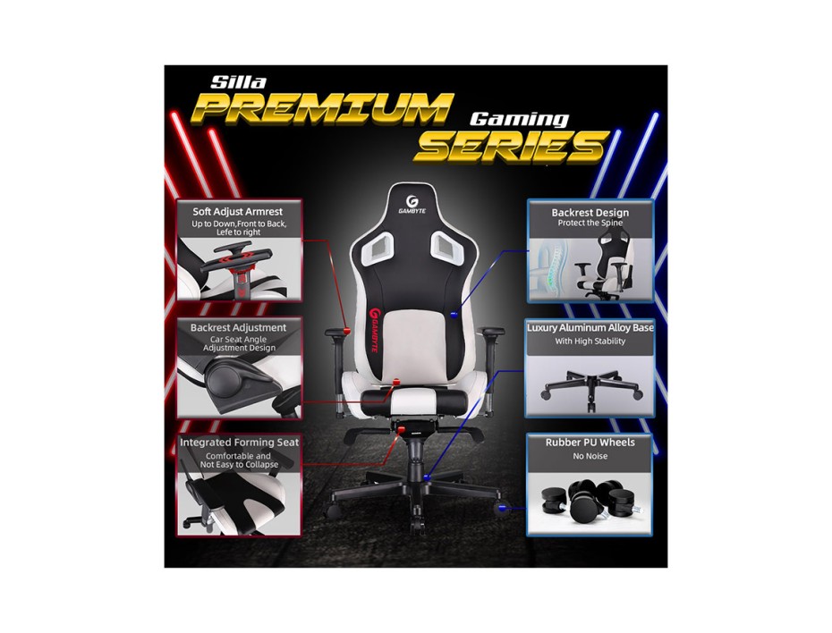 Silla Gambyte Premium ( Vc03- 09- Gbe ) Gaming | Negro C/ Blanco