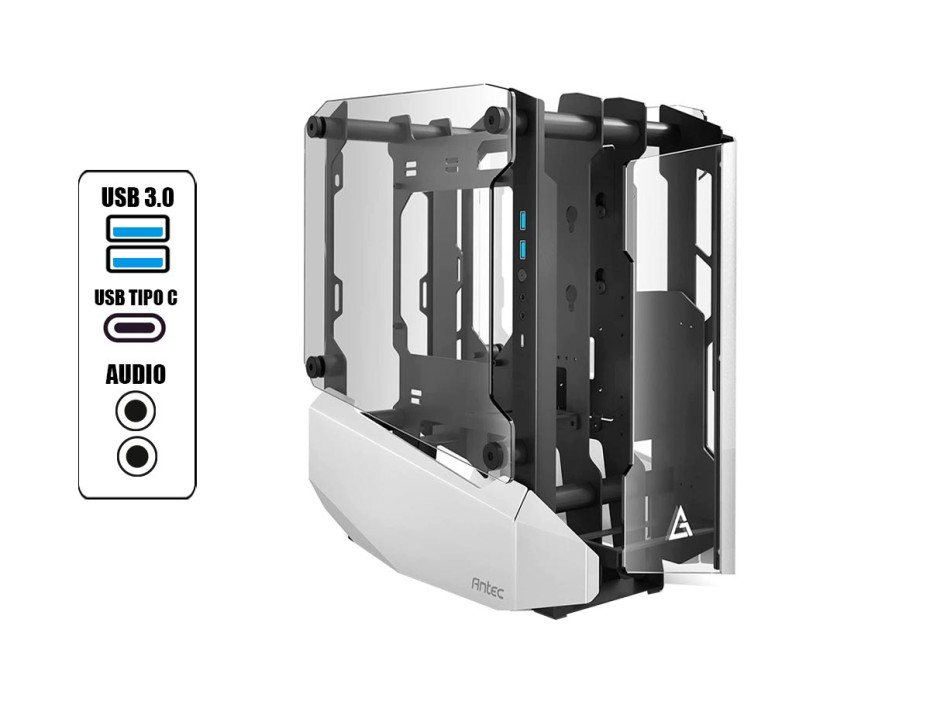 Case Antec Striker Gaming S/fuente (0-761345-80032-7) Paneles De Vidrio, Blanco Con Negro