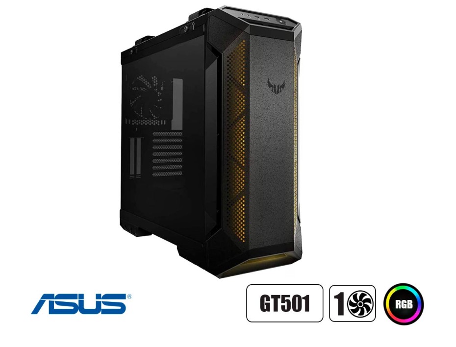 Case Asus Tuf Gaming Gt501 S/fuente (90dc0012-b48000) Panel De Vidrio, 4 Ventiladores, Led Rgb, Negro