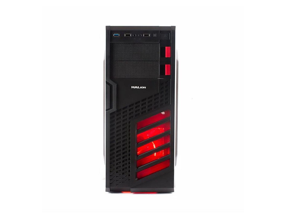 Case Halion Scorpion Fuente 400w (5906br) 1 Ventilador, Led Rojo, Negro Con Rojo