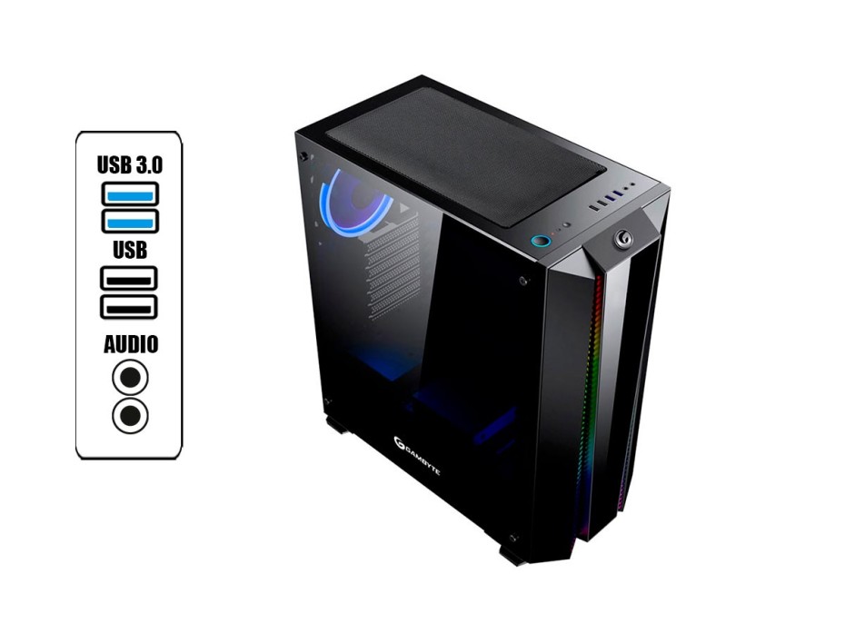 Case Gambyte Redyx S/fuente (redyx) Panel De Vidrio, 1 Ventilador, Led Rgb, Negro