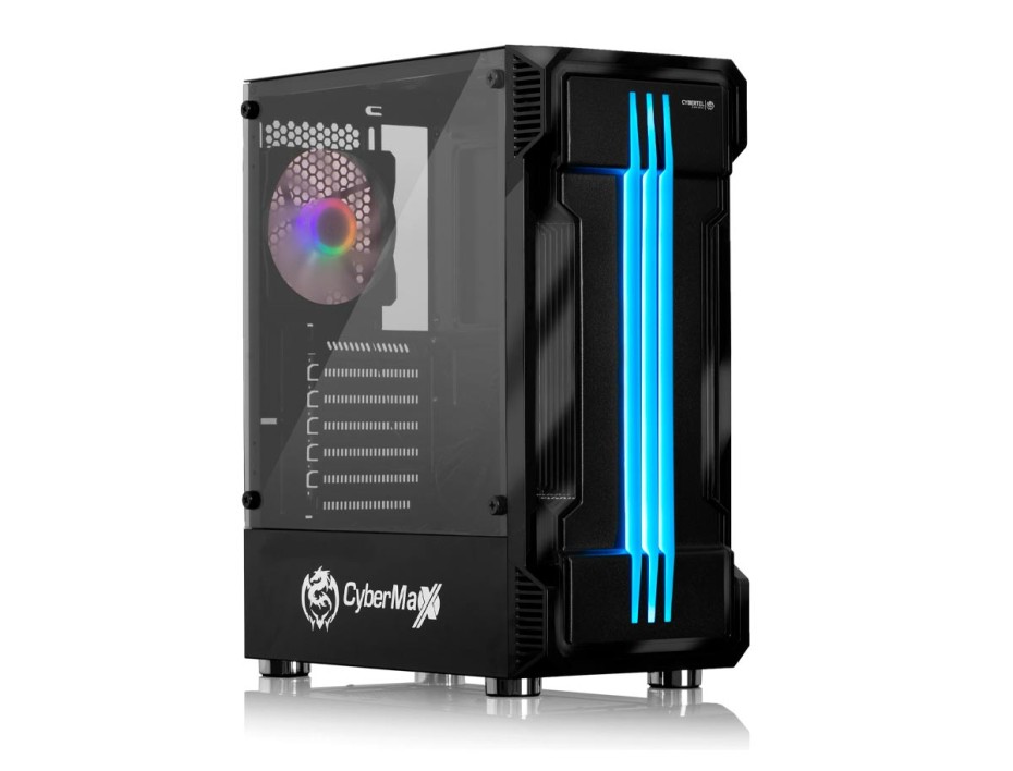 Case Cybertel Cyber Samurai S/fuente (cbx5021) Panel De Vidrio, Ventilador, Led Rgb, Negro