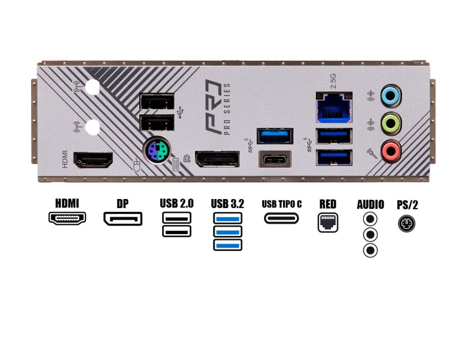 Placa Madre Asrock B760m Pro Rs/d4 (90-mxbkl0-a0uayz) Socket Lga 1700, Ram Ddr4 Buss 5333oc Mhz, 14va, 13va, 12va Gen, Rgb