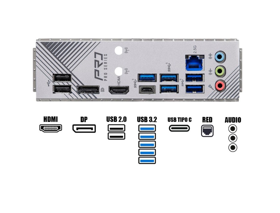 Placa Madre Asrock B760 Pro Rs/d4 (90-mxbl80-a0uayz) Socket Lga 1700, Ram Ddr4 Buss 5333oc Mhz, 14va, 13va, 12va Gen, Rgb