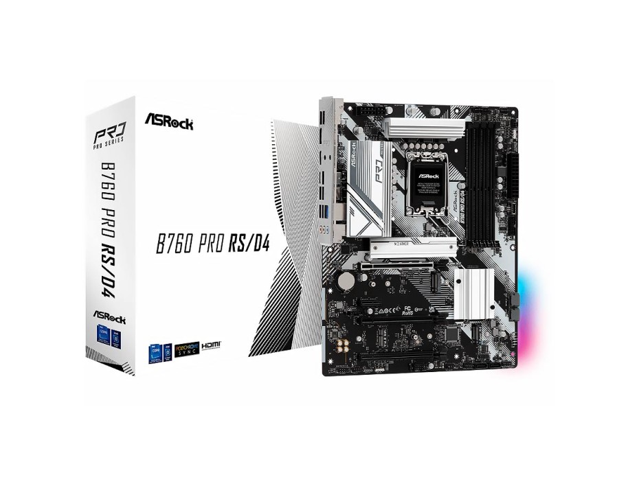 Placa Madre Asrock B760 Pro Rs/d4 (90-mxbl80-a0uayz) Socket Lga 1700, Ram Ddr4 Buss 5333oc Mhz, 14va, 13va, 12va Gen, Rgb