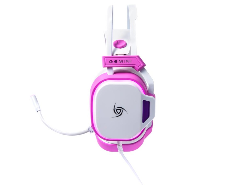 Auricular Vsg Gaming Gemini Blanco Y Rosado, Con Microfono, Conexion Jack-usb, Control De Volumen, Luz Led Rgb, Almohadillas Suave, (vg-hp694-wht)