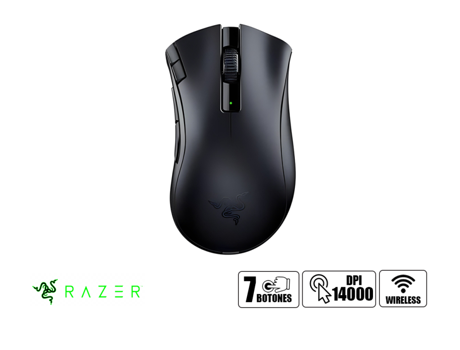 Mouse Inalambrico Razer Deathadder V2 X Hyperspeed (rz01-04130100-r3u1) Hasta 14.000 Dpi, 7 Botones Programables, Bt, Negro