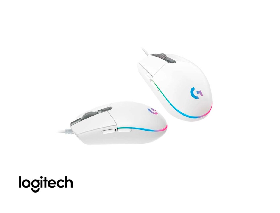 Mouse Logitech G203 Lightsync Gaming (910-005791) Hasta 8000 Dpi, 6 Botones Programables, Rgb, Blanco