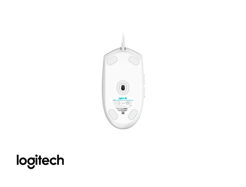 Mouse Logitech G203 Lightsync Gaming (910-005791) Hasta 8000 Dpi, 6 Botones Programables, Rgb, Blanco