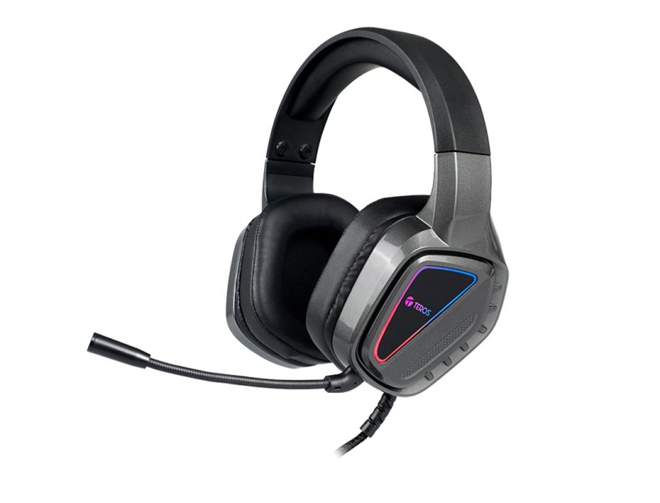 Auricular Teros Gaming 8171n (te-8171n) Con Microfono, Interfaz Usb, Rgb, Negro