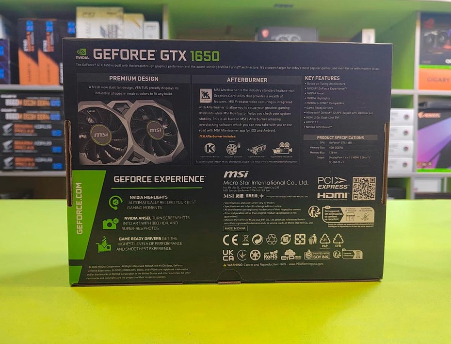 Tarjeta De Video Msi Gtx 1650 Ventus Xs Oc V1 4gb Gddr6 (912-v809-4264) Geforce Nvidia 128 Bits, 2 Ventiladores