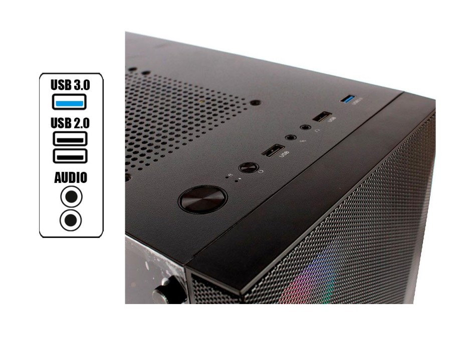 Case Halion Polaris Cr13 Fuente 500w (500w Polaris Cr13) Panel De Vidrio, 3 Ventiladores, Led Argb, Negro