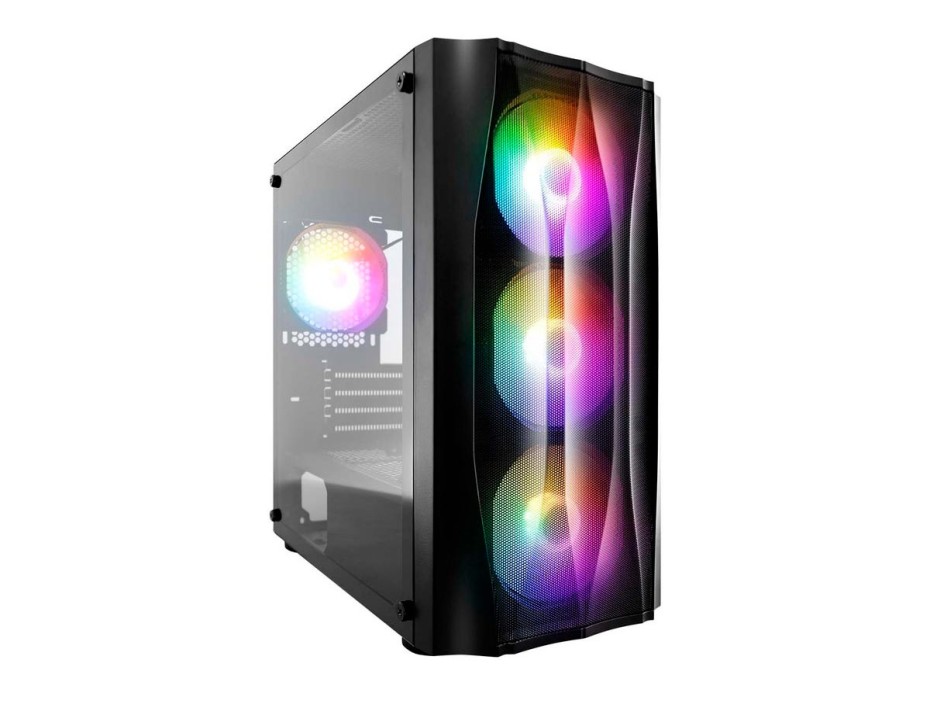 CASE 1STPLAYER X3-M S/ FUENTE | NEGRO/ 2 PANEL VIDRIO LED -RGB (X3-M BLACK)