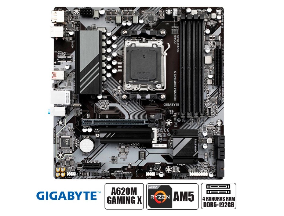 PLACA MADRE GIGABYTE A620M GAMING X (A620M GAMING X) SOCKET AM5 | RAM DDR5 BUSS 8000OC MHZ