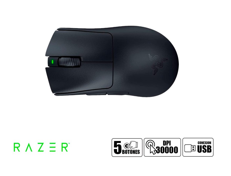 Mouse Inalambrico Razer Deathadder V3 Focus Pro (rz01-04630100-r3u1) Hasta 30.000 Dpi, Negro