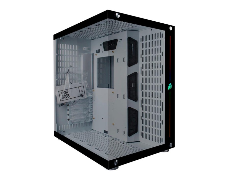 CASE 1STPLAYER STEAMPUNK SP8 S/ FUENTE | BLANCO | 2 PANEL VIDRIO LED - RGB (1S-CA1ST-SP8WHITEC/C)