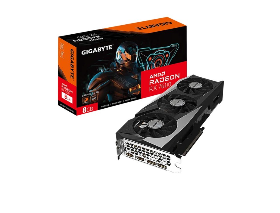 Tarjeta De Video Gigabyte Rx 7600 Gaming Oc 8gb Gddr6 (gv-r76gaming Oc-8gd) Radeon 128 Bits, 3 Ventiladores