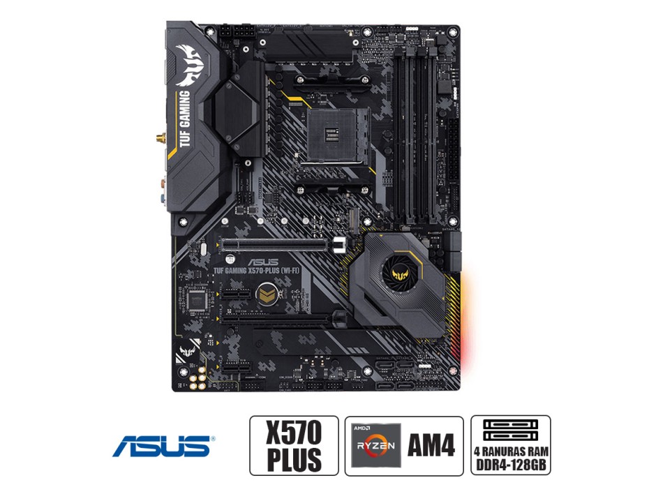 PLACA MADRE ASUS X570-PLUS TUF GAMING WIFI (90MB1170-M0AAY0) SOCKET AM4 | RAM DDR4 BUSS 4400OC MHZ | RGB