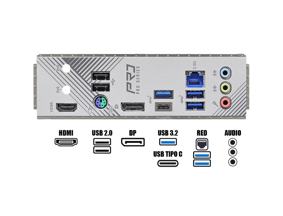 Placa Madre Asrock B760m Pro Rs (90-mxblh0-a0uayz) Socket Lga 1700, Ram Ddr5 Buss 7200oc Mhz, 14va, 13va, 12va Gen, Rgb