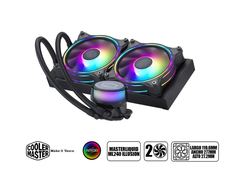 Sistema De Enfriamiento Liquido Cooler Master Masterliquid Ml240 Illusion (mlx-d24m-a18p2-r1) 2 Ventiladores, 240mm, Led Argb