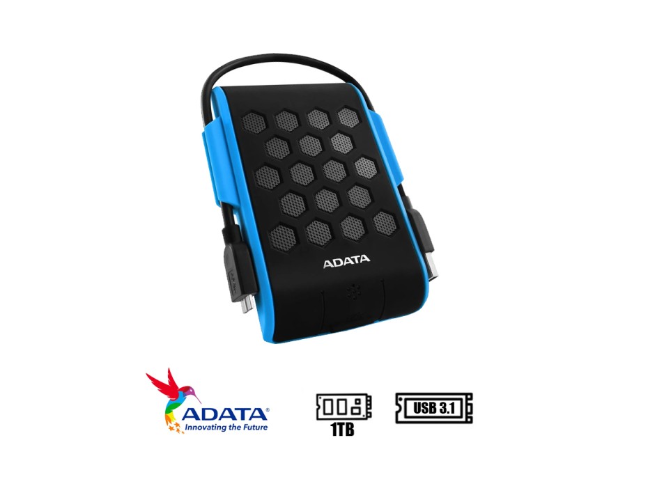 Disco Duro Externo Adata 1tb Hd720 Anti Golpe (ahd720-1tu31-cbl) Unidad De Almacenamiento Portable, Negro C/ Azul