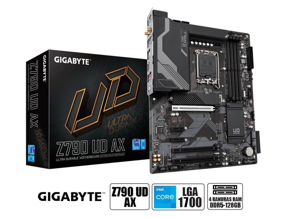 Placa Madre Gigabyte Z790 Ud Ax (gbz790-ud-ax) Socket Lga 1700, Ram Ddr5 Buss 7600oc Mhz, 14va, 13va, 12va Gen