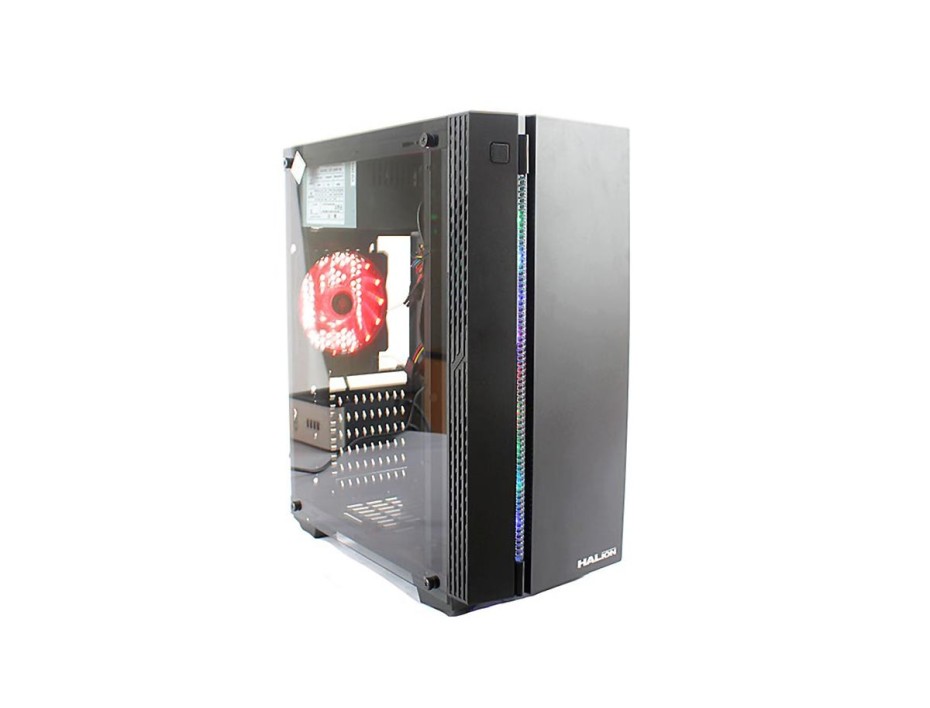 CASE HALION BULL 5516 - 350W NEGRO 1 VIDRIO TEMPLADO BANDA LED - RGB  ATX ( BULL 5516RGB )