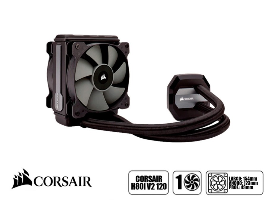 SISTEMA DE ENFRIAMIENTO LIQUIDO CORSAIR H80I V2 120, 154X123X43MM, 1 VENTILADOR, RADIADOR DE ALUMINIO (CW-9060024-WW)