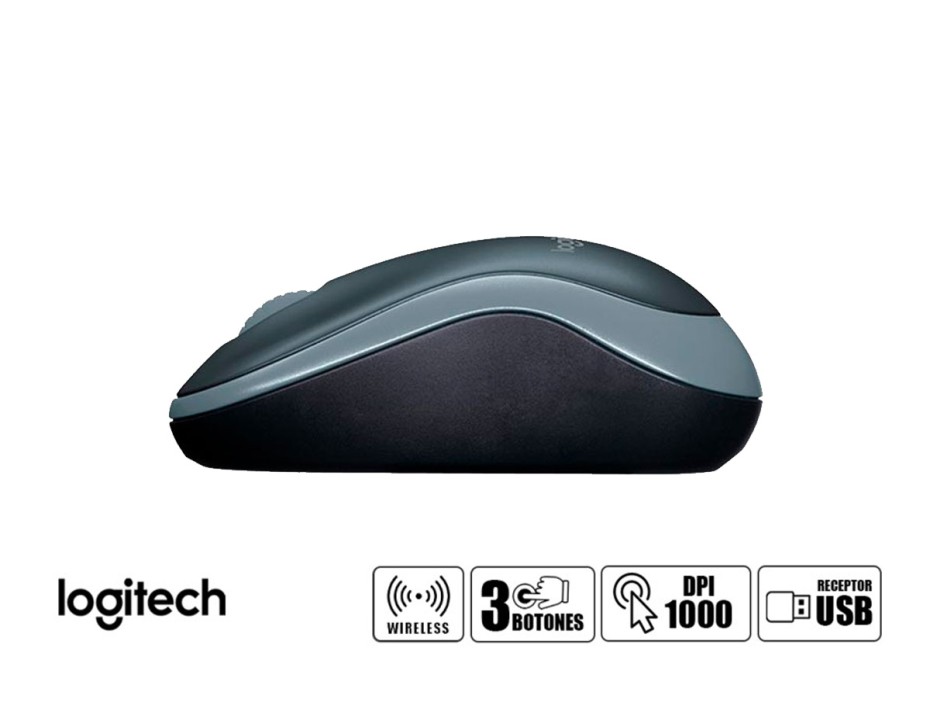 Mouse Inalambrico Logitech M185 (910-002225) Hasta 1000 Dpi, Receptor Usb, 3 Botones, Negro