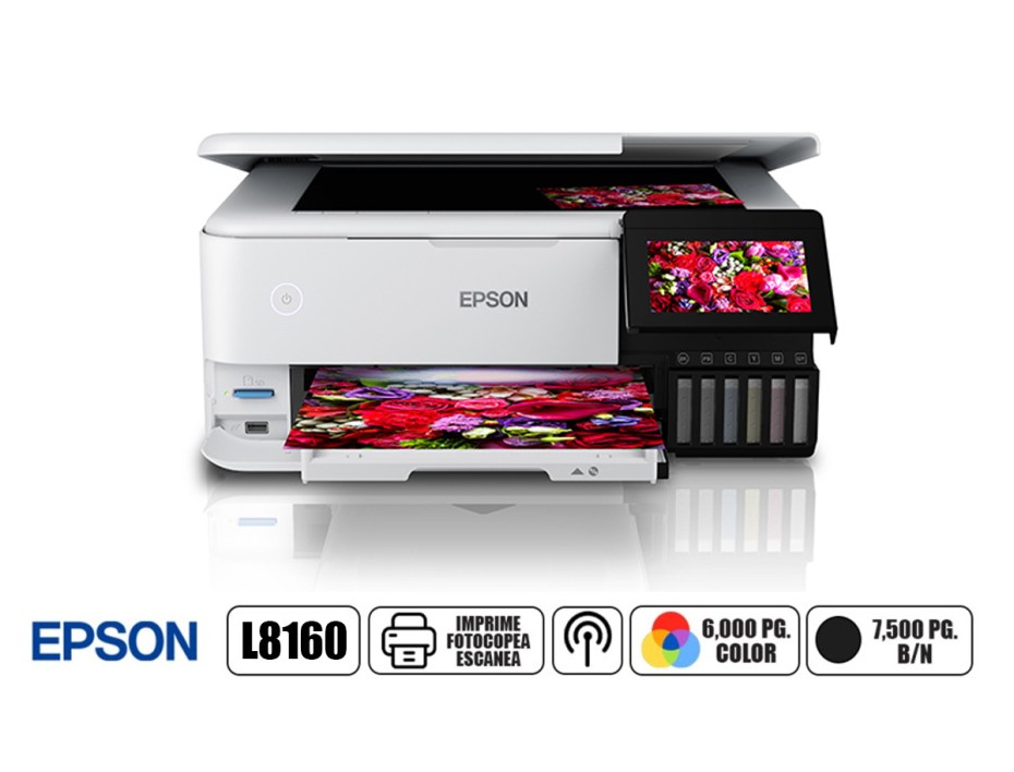 Impresora Epson Multifuncional L8160, Fotografica, Con Tanque Imprime Escanea Fotocopia Inalambrico (c11cj20303)