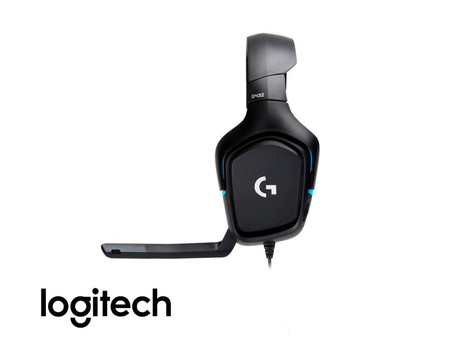 Auricular Logitech G432 Gaming (981-000769) Con Microfono, Interfaz Usb, Negro C/ Azul