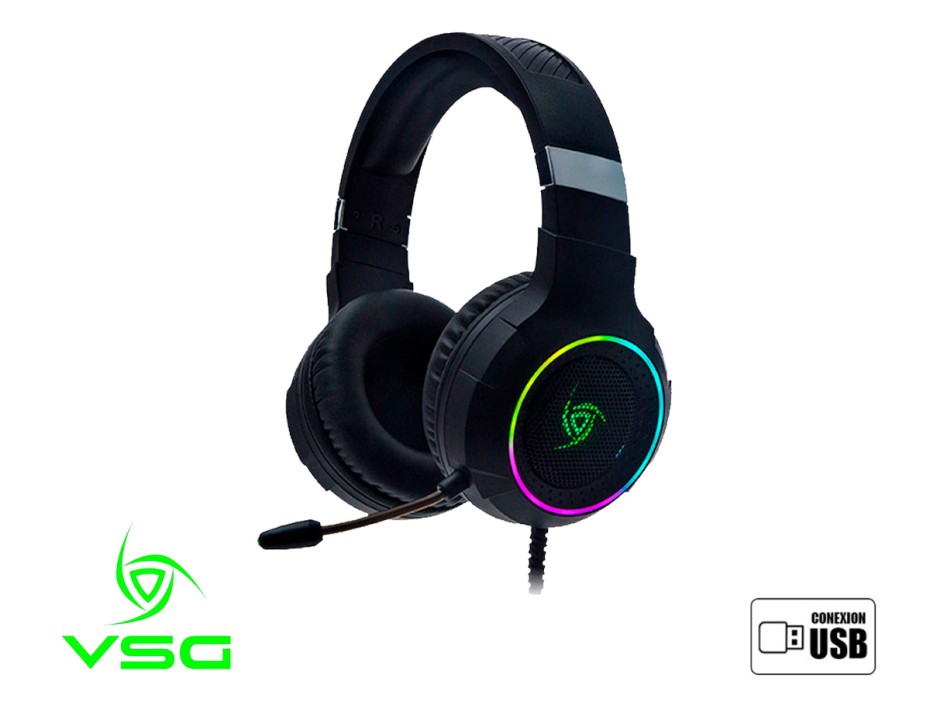 Auricular Vsg Gaming Shake 7.1 (vg-hp726-blk) Con Microfono, Interfaz Usb, Rgb, Negro