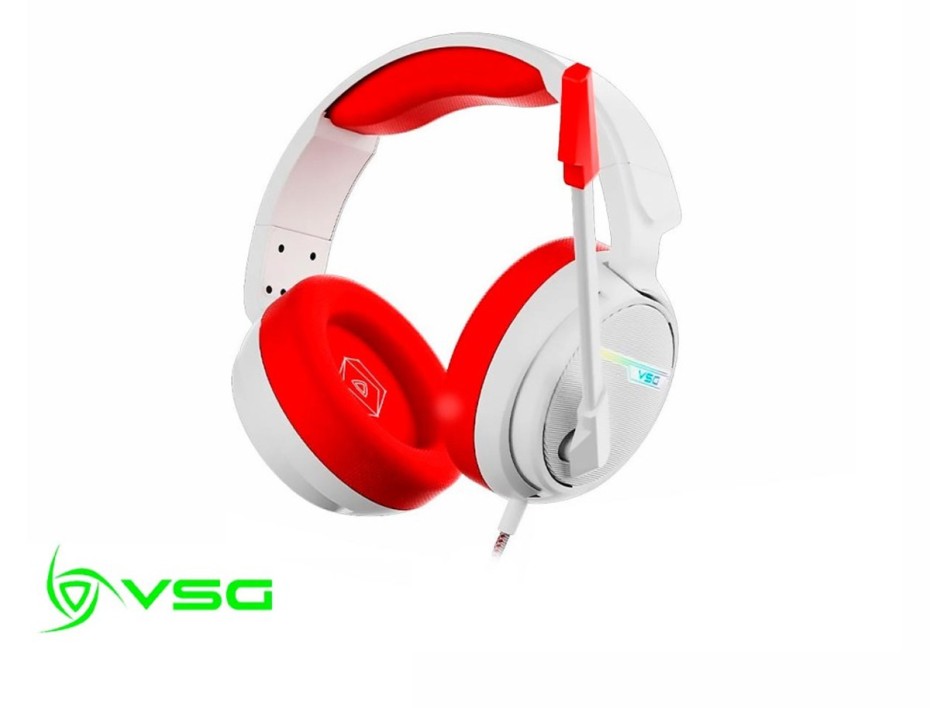 Auricular Vsg Gaming Pentagon (vg-hp550-red) Con Microfono, Interfaz Usb, Jack 3.5 Mm, Rgb, Rojo