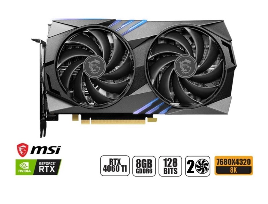 Tarjeta De Video Msi Rtx 4060 Ti Gaming X 8gb Gddr6 (912-v515-022) Geforce Nvidia 128 Bits, 2 Ventiladores