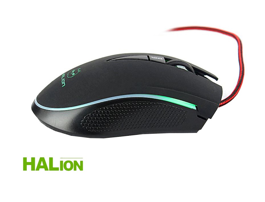 Mouse Halion Mustang Gaming (ha-m933) Hasta 3600 Dpi, 6 Botones, Rgb, Negro