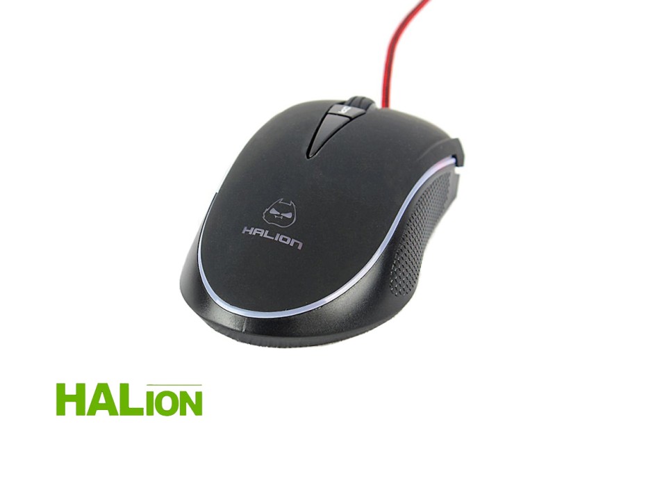 Mouse Halion Mustang Gaming (ha-m933) Hasta 3600 Dpi, 6 Botones, Rgb, Negro