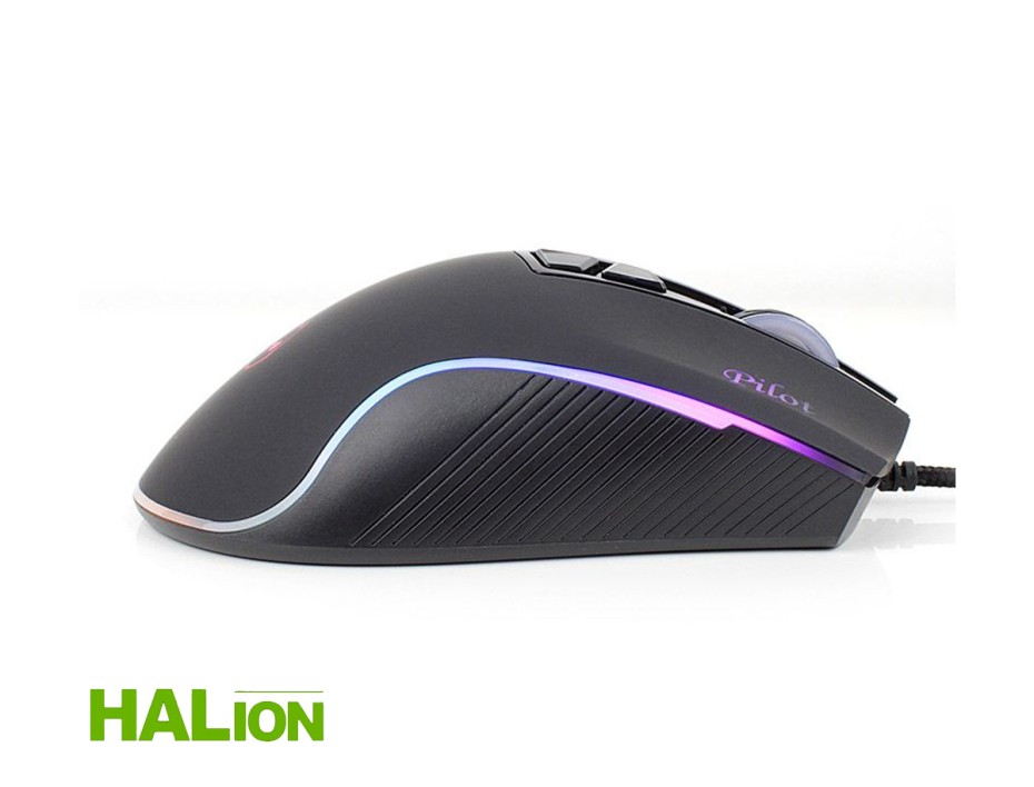 Mouse Halion Pilot Gaming (ha-m571) Hasta 4800 Dpi, 7 Botones, Rgb, Negro