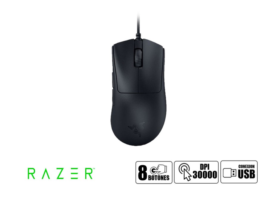 Mouse Razer Deathadder V3 Gaming (rz01-04640100-r3u1) Hasta 30.000 Dpi, 5 Botones, Negro