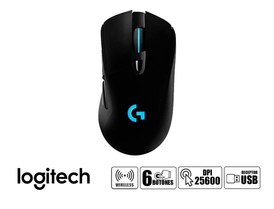 Mouse Inalambrico Logitech Gaming G703 Lightspeed (910-005638) Hasta 25.600 Dpi, Receptor Usb, 6 Botones